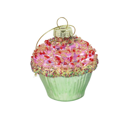 CUPCAKE GLASS BAUBLE