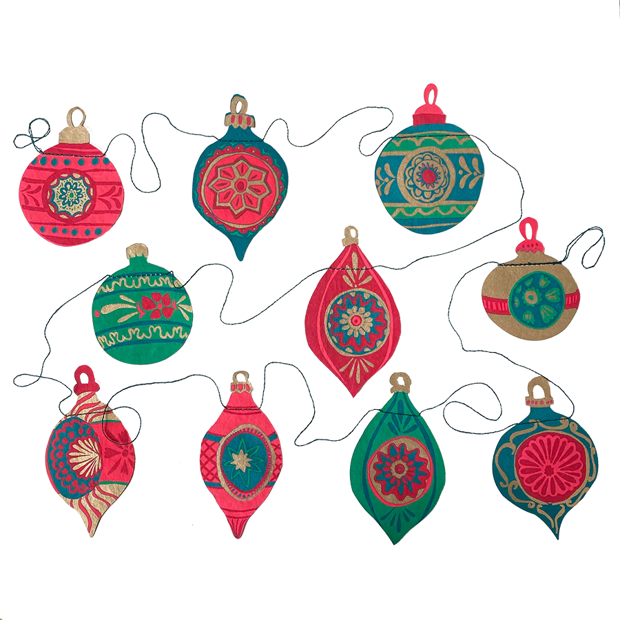 HAND PRINTED BAUBLE GARLAND