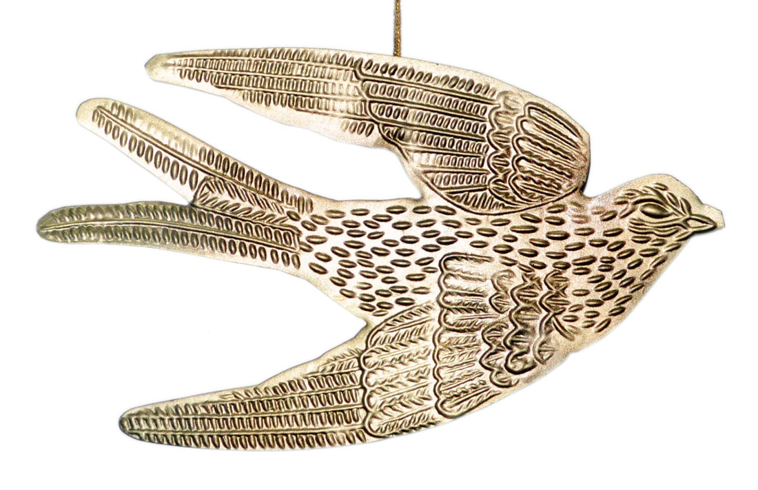SMALL EMBOSSED ANTIQUE BRASS DOVE