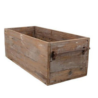 SET OF 2 WOODEN BOXES WITH METAL HANDLES