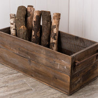 SET OF 2 WOODEN BOXES WITH METAL HANDLES