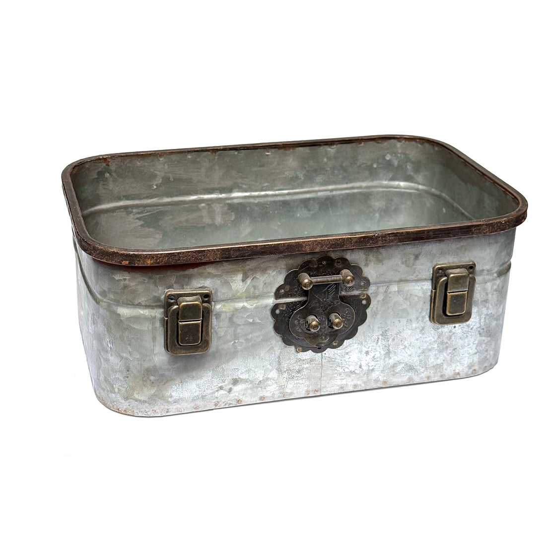 VINTAGE STYLE METAL STORAGE BOX WITH CLASPS