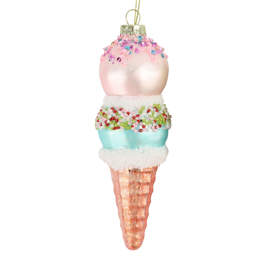 ICE CREAM CONE GLASS BAUBLE