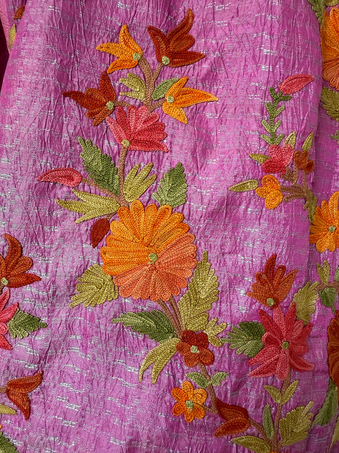 KASHMIRI EMBROIDERED SILK JACKET | PINK