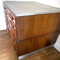 MID CENTURY PLANS CHEST OF DRAWERS WITH ZINC TOP