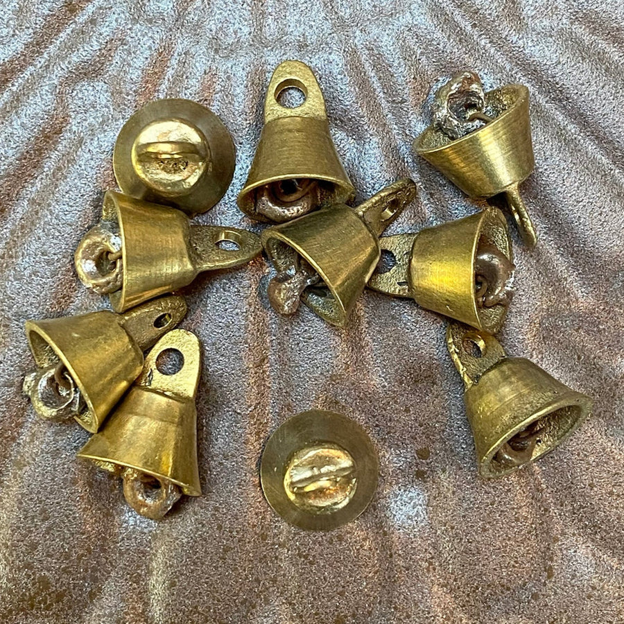 VINTAGE TINY DECORATIVE BRASS BELLS | 10