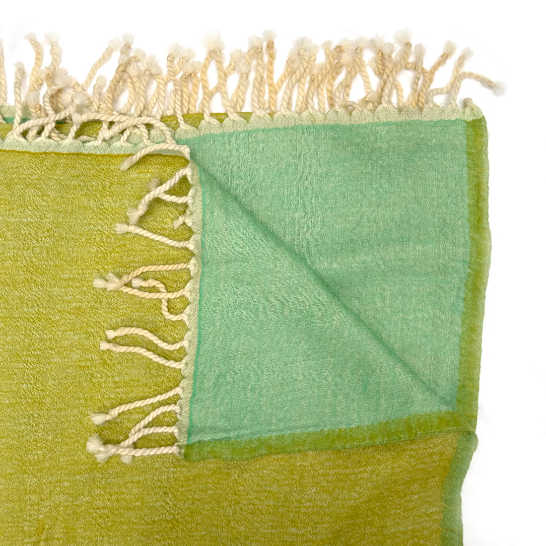 FINE WOOL TWO TONE THROW | GREEN & AQUA