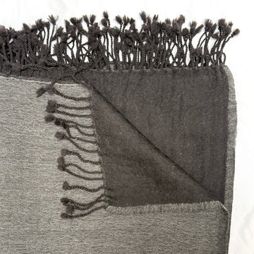FINE WOOL TWO TONE THROW | BLACK & GREY