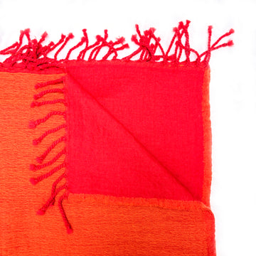 FINE WOOL TWO TONE THROW | ORANGE & RED