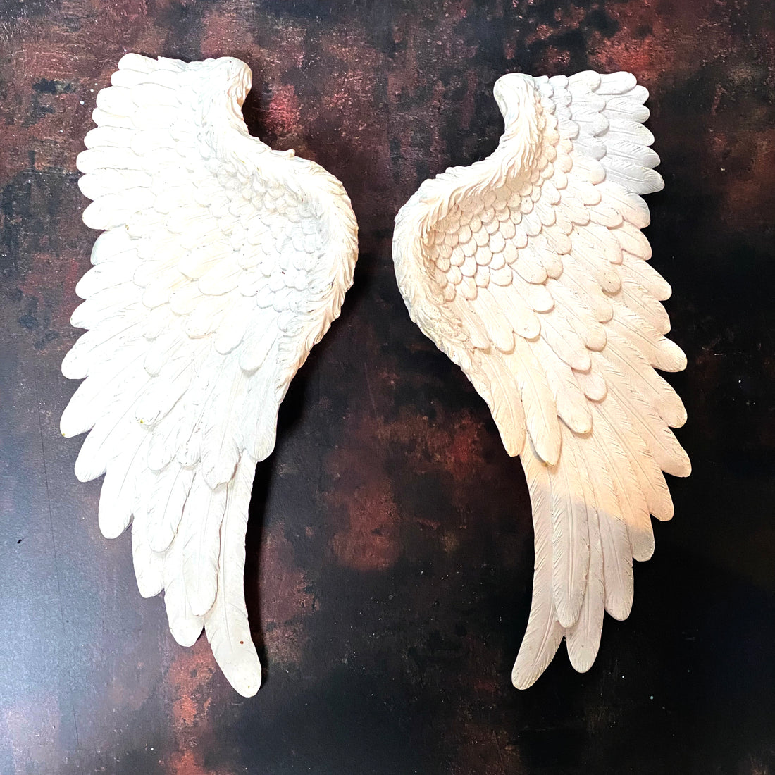 PAIR OF VINTAGE WHITE PLASTER ANGEL WINGS