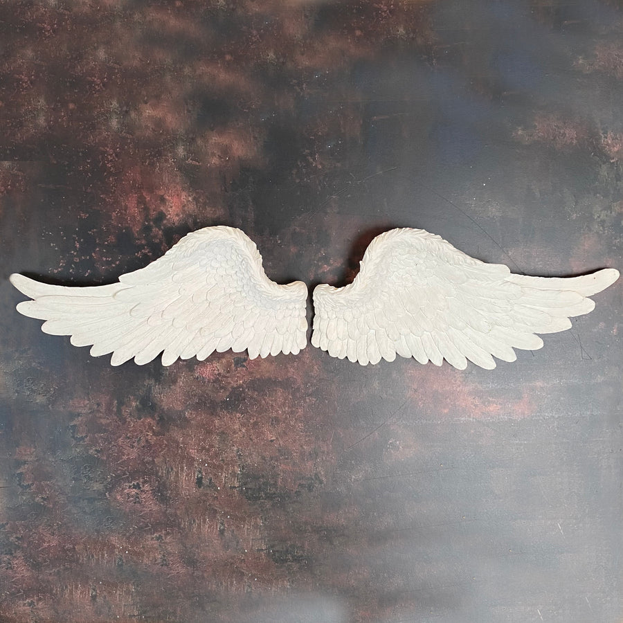 PAIR OF VINTAGE WHITE PLASTER ANGEL WINGS