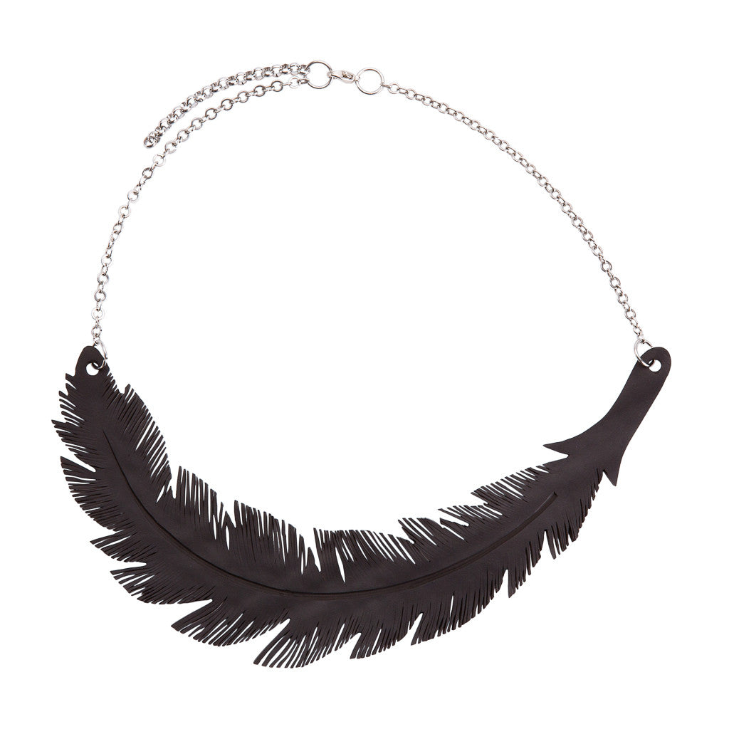 RECYCLED RUBBER ANGEL FEATHER NECKLACE