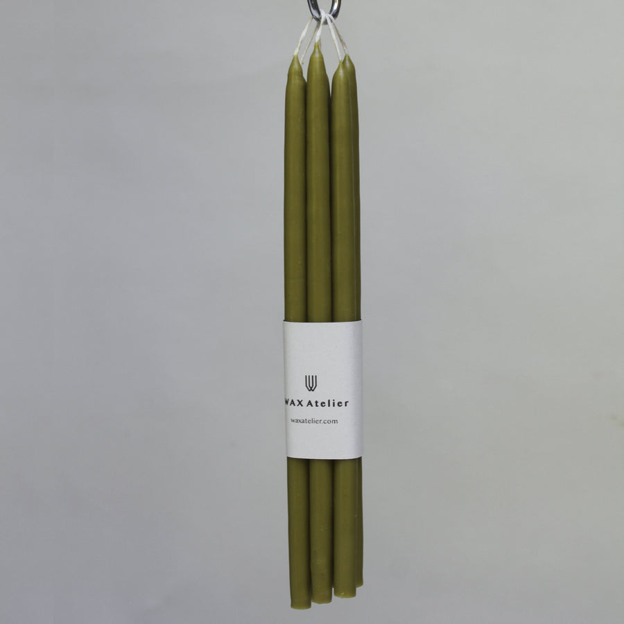 6 SLIM TAPERED BEESWAX CANDLES | MOSS