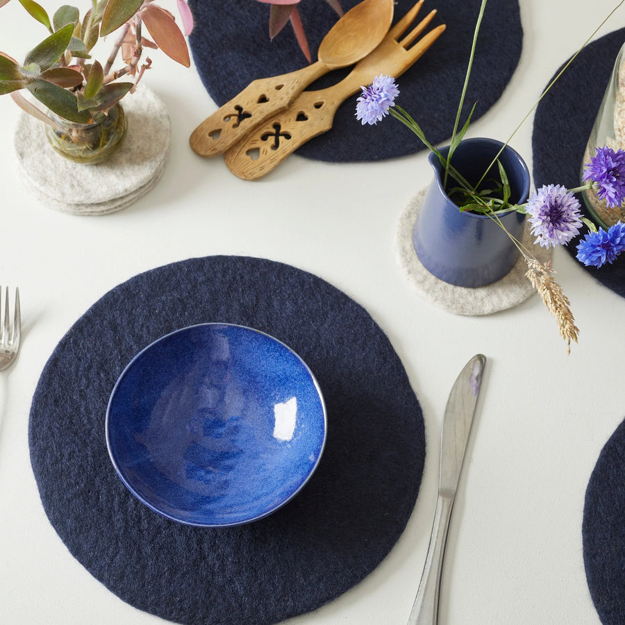 HANDMADE ECO FELT TABLE MAT PLACEMAT | NAVY BLUE