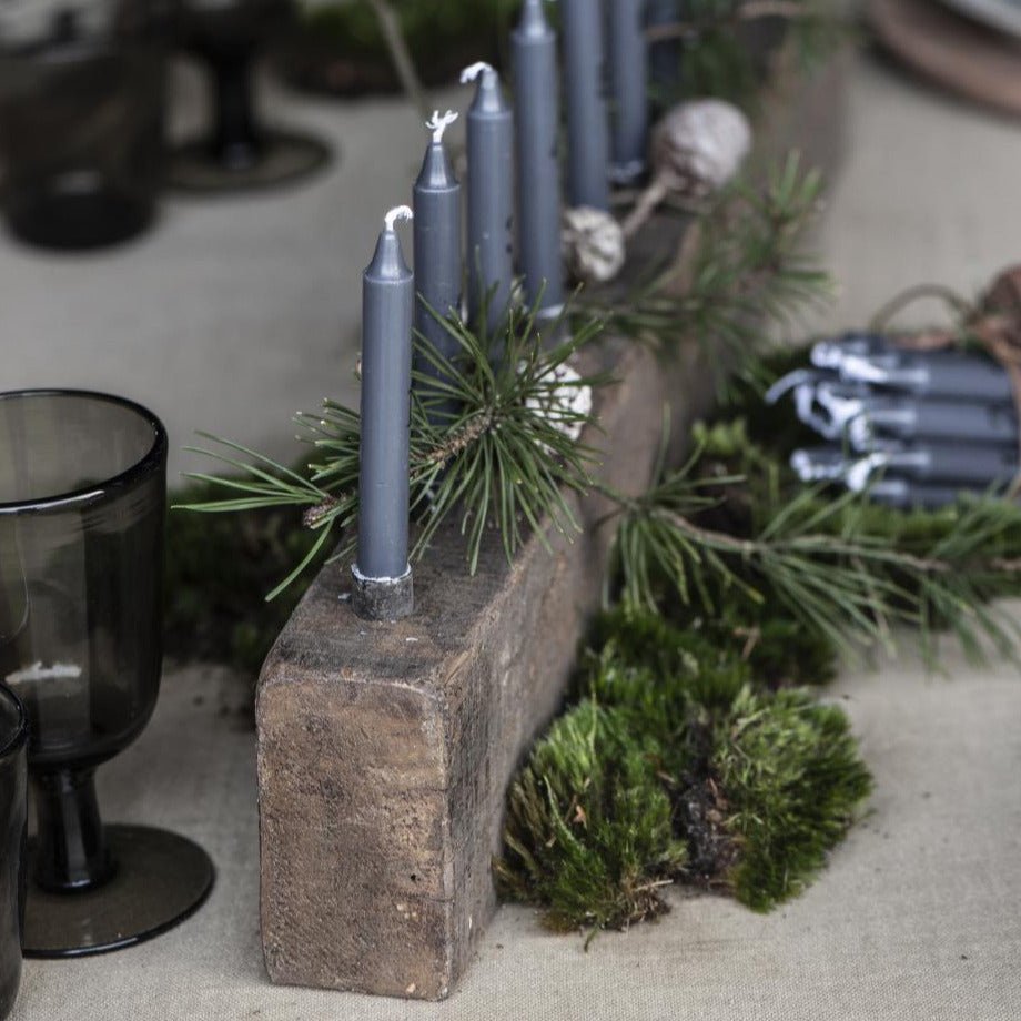 RECLAIMED INDIAN WOOD CANDLE HOLDER | HOLDS 10 TAPERS