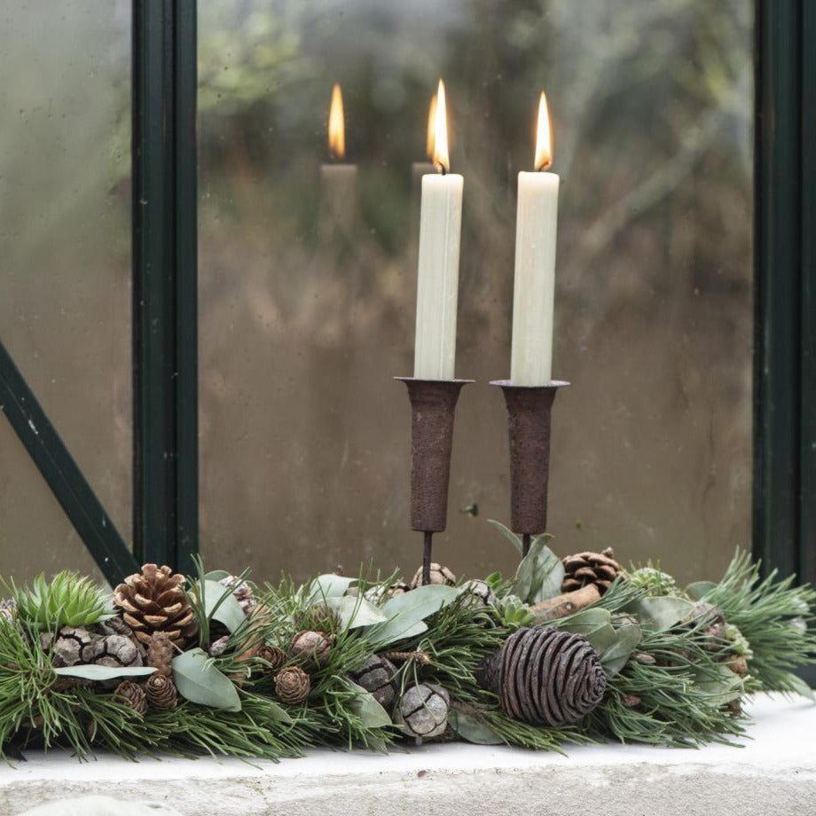 LONG DINNER CANDLE SPEAR | RUST