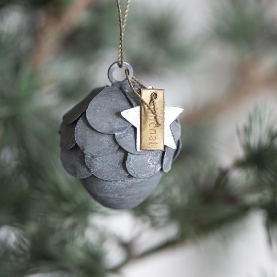 ZINC PINECONE ORNAMENT