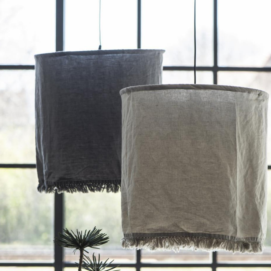 HANGING DARK GREY LINEN LAMP