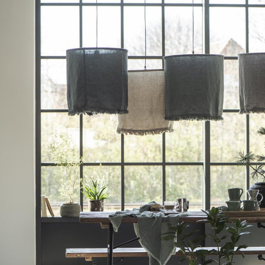 HANGING DARK GREY LINEN LAMP