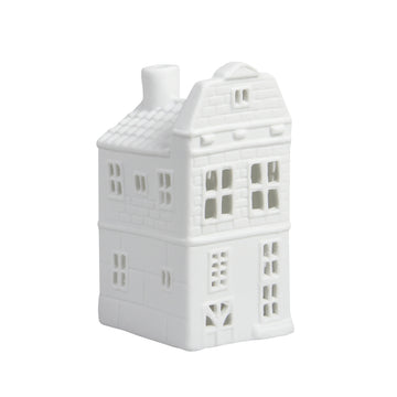 WHITE AMSTERDAM CANAL HOUSE TEALIGHT HOLDER | BLOCK GABLE