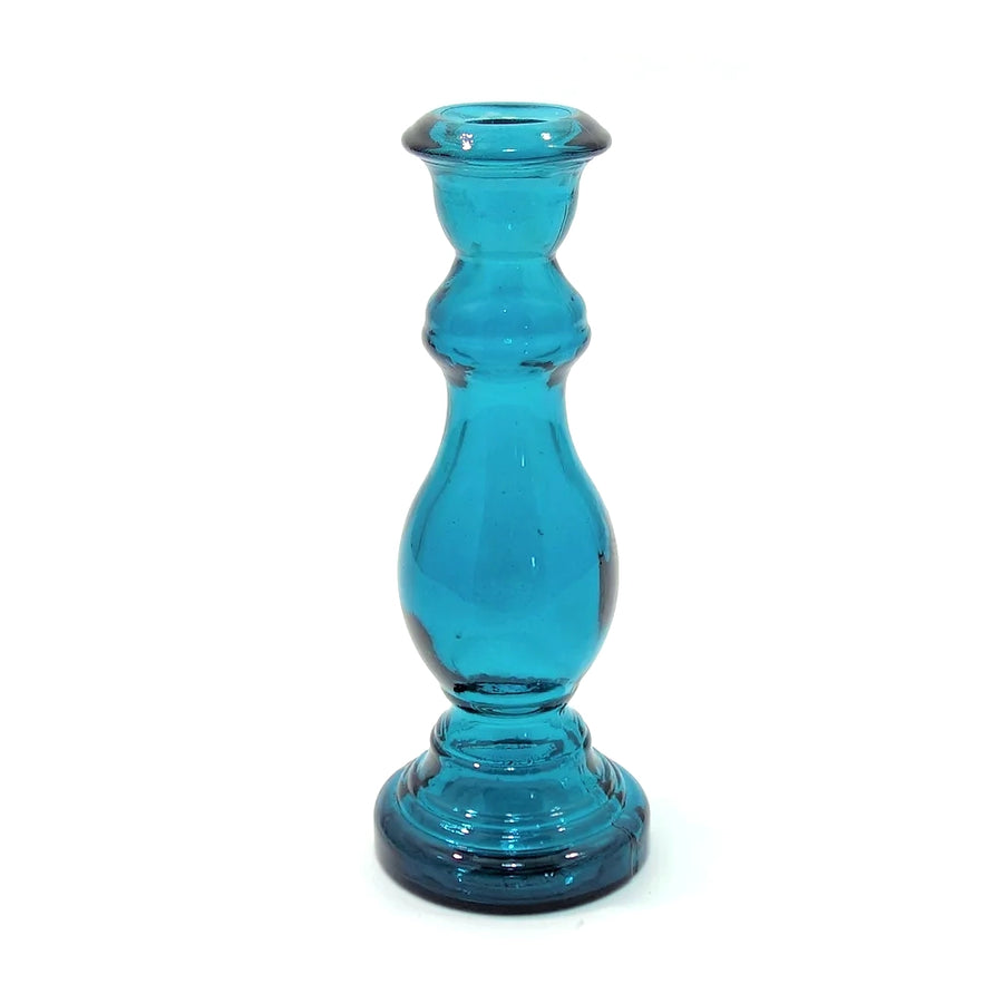 RECYCLED COLOUR GLASS CANDLESTICK 20cm