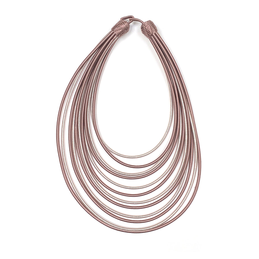 SILK WRAPPED NECKLACE | ROSE & WHITE GOLD