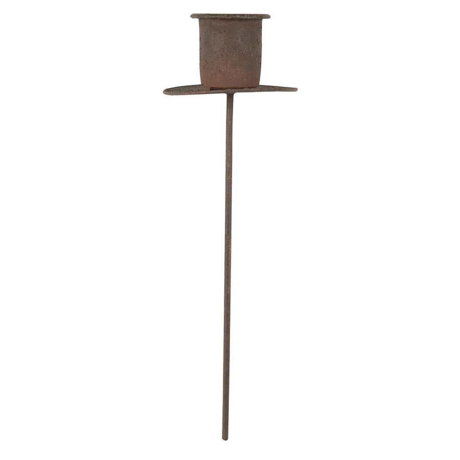 DINNER CANDLE SPEAR WITH BASE | RUSTY