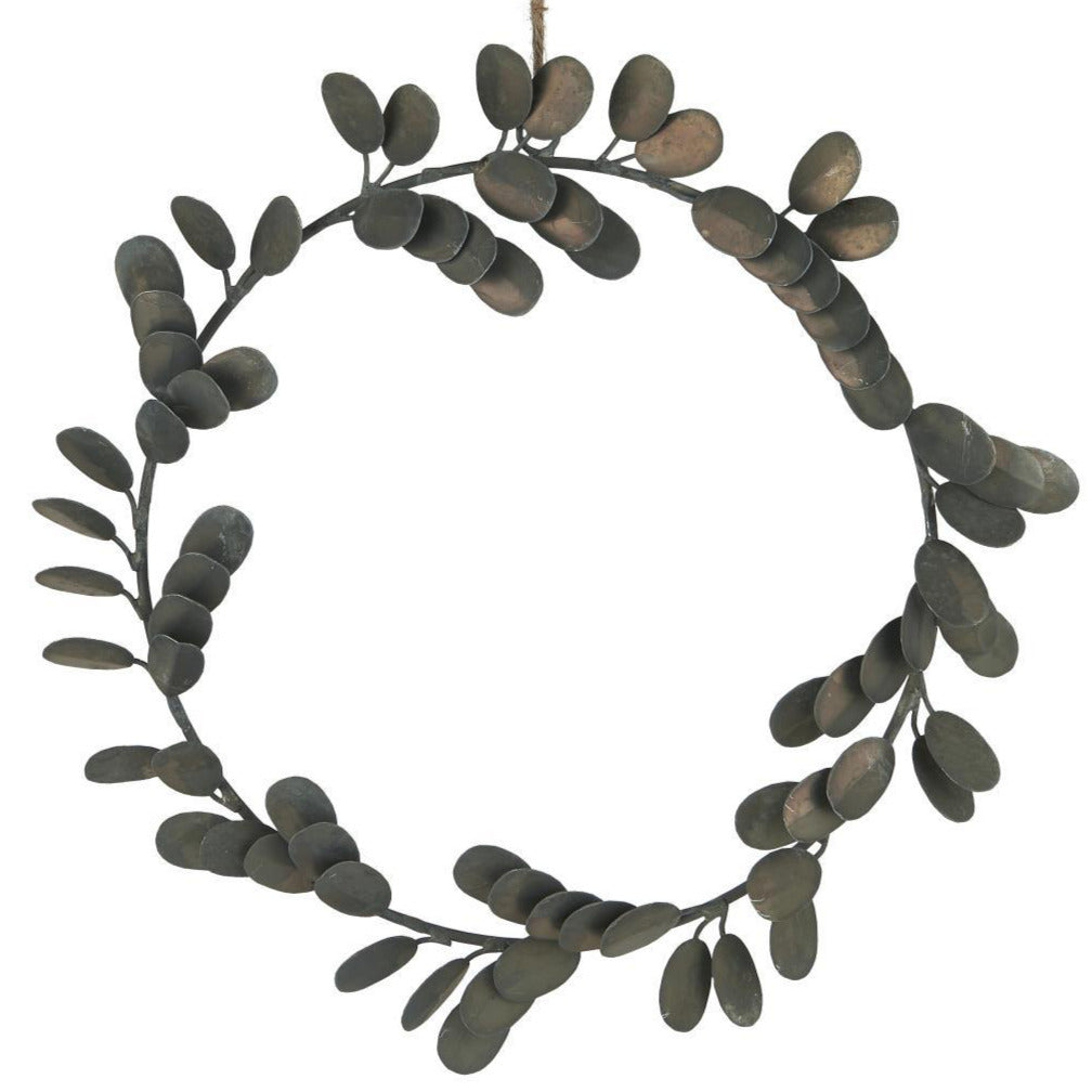METAL ROUND LEAF WREATH