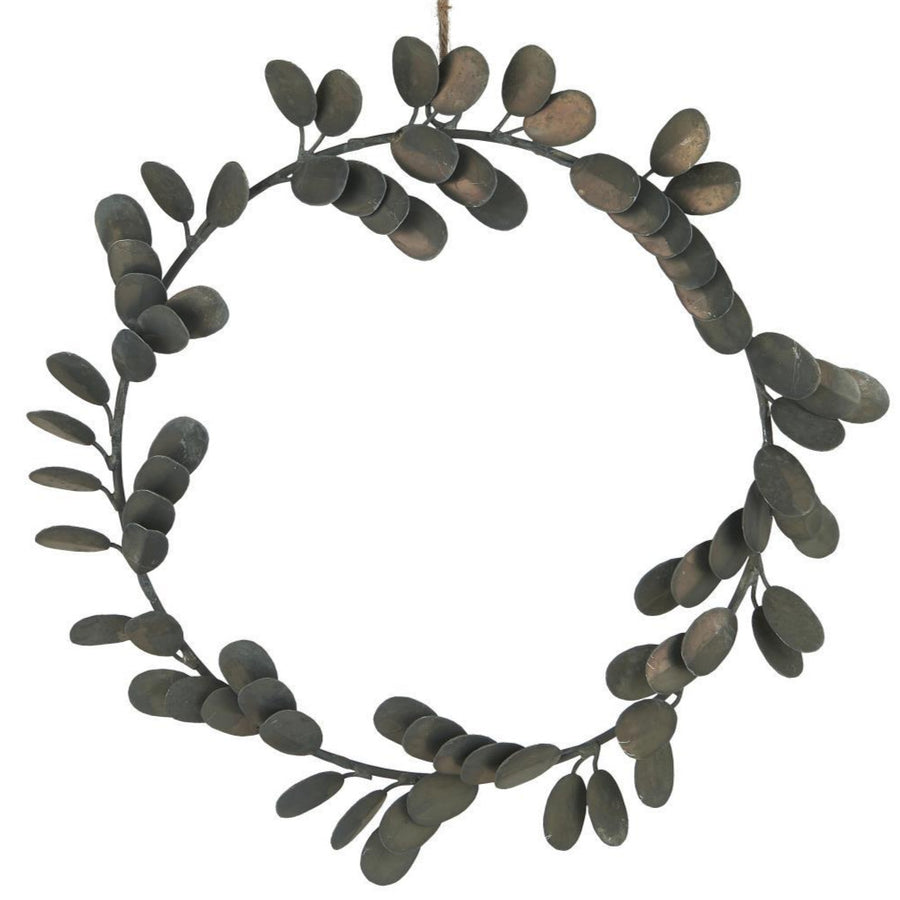METAL ROUND LEAF WREATH
