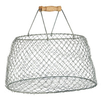 ZINC WIRE BASKET WITH WOODEN HANDLES