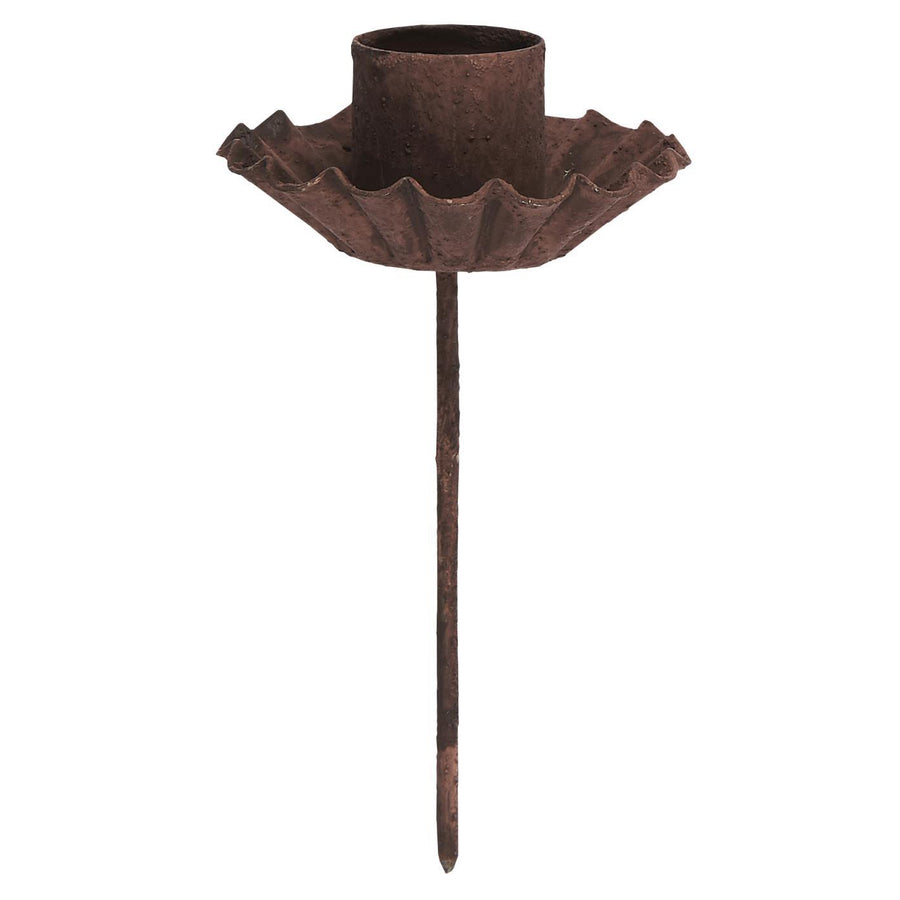 DINNER CANDLE SPEAR WITH FLUTED COLLAR | RUSTY
