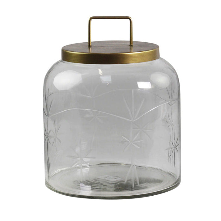 GLASS JAR WITH BRASS LID