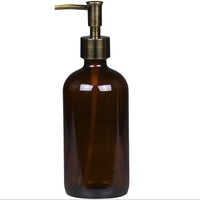 BROWN GLASS REFILLABLE BOTTLE WITH 2 PUMPS