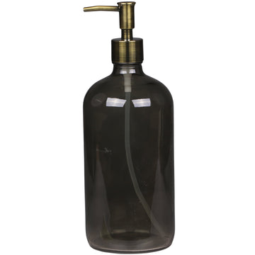 DARK GREY GLASS REFILLABLE BOTTLE WITH 2 PUMPS