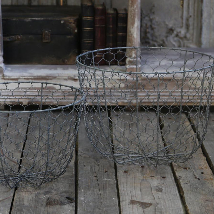 ANTIQUE ZINC ROUND BASKET