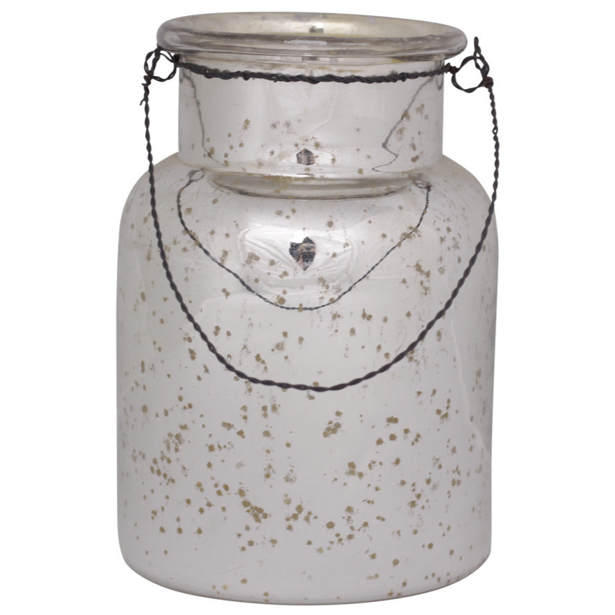 SILVERED HANGING HURRICANE LAMP