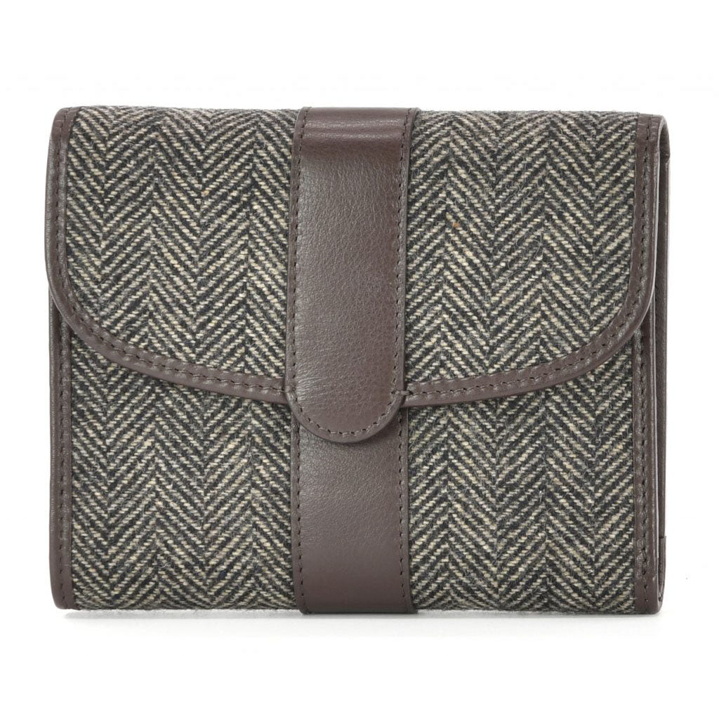 LEATHER & WOOL TWEED LADIES WALLET PURSE | SMALL