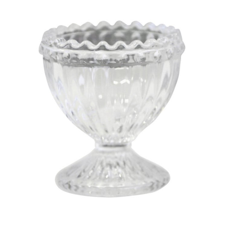 GLASS EGG CUP WITH PEARL EDGE