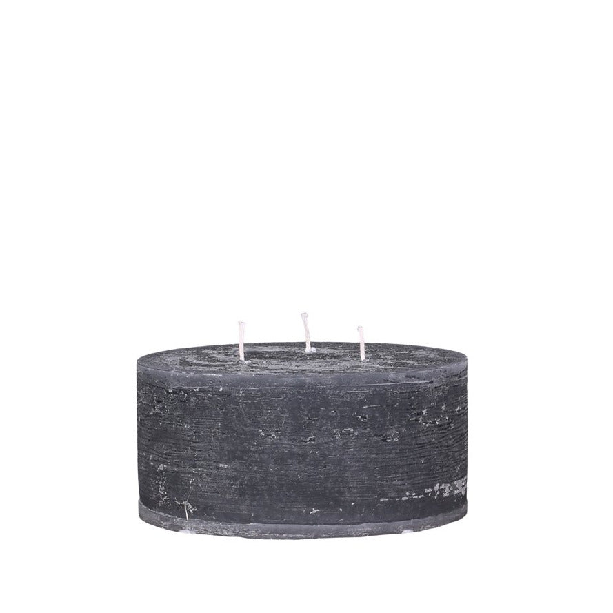 RUSTIC SHORT 3 WICK CANDLE | DARK GREY