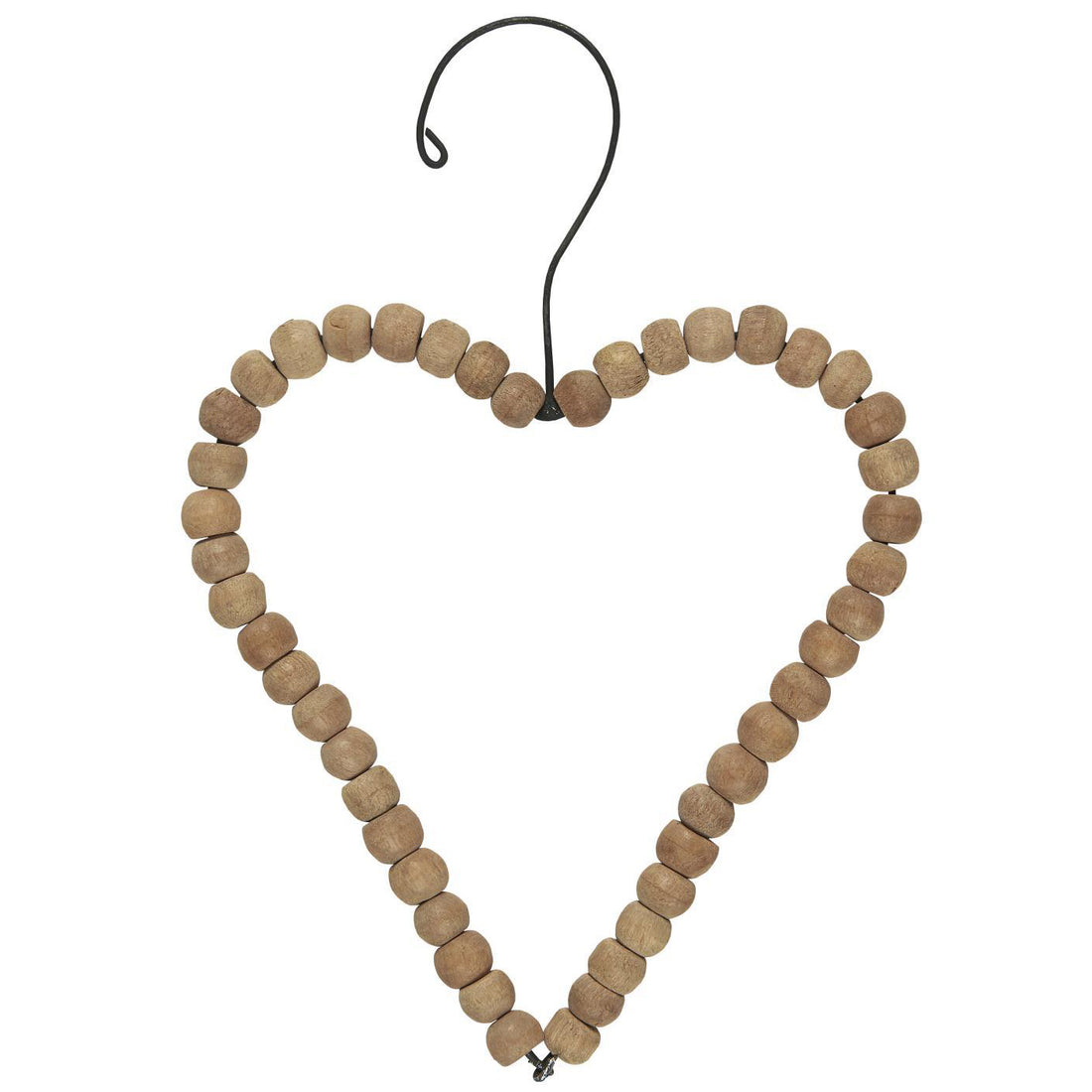 HANGING WIRE HEART WITH WOODEN BEADS
