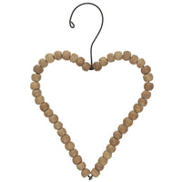 HANGING WIRE HEART WITH WOODEN BEADS