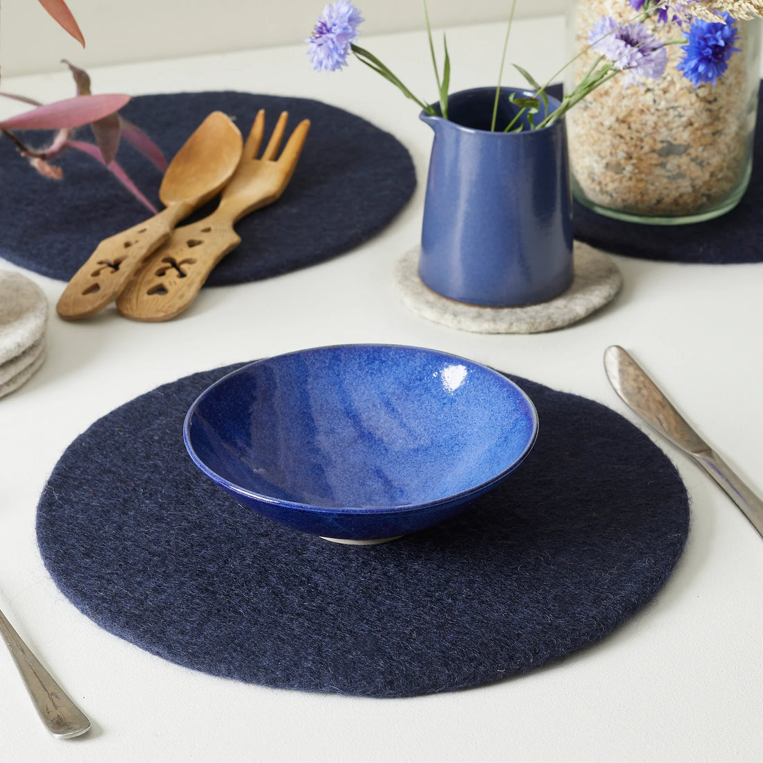 HANDMADE ECO FELT TABLE MAT PLACEMAT | NAVY BLUE