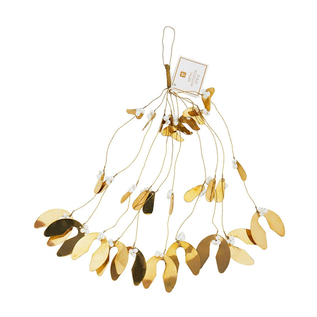 GOLD BRASS MISTLETOE SPRIG DECORATION