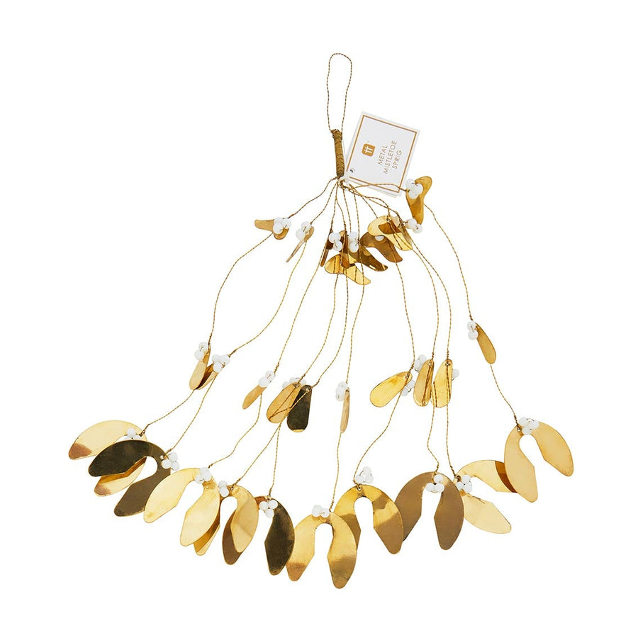 GOLD BRASS MISTLETOE SPRIG DECORATION