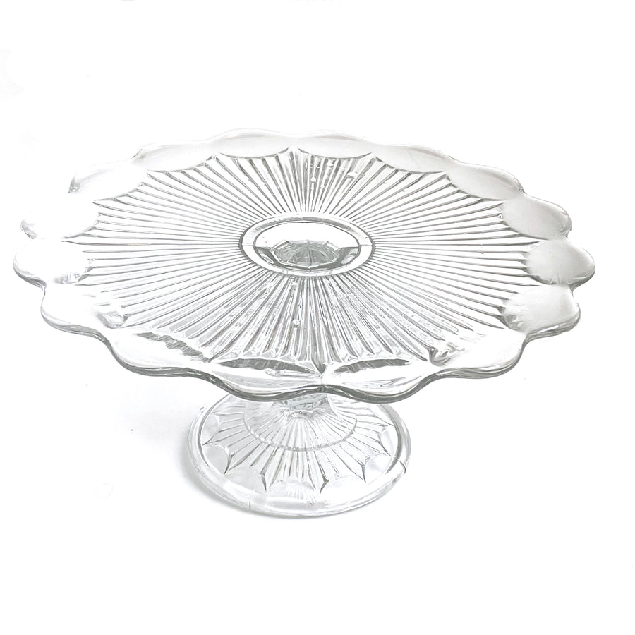 VINTAGE GLASS CAKESTAND | CLEAR