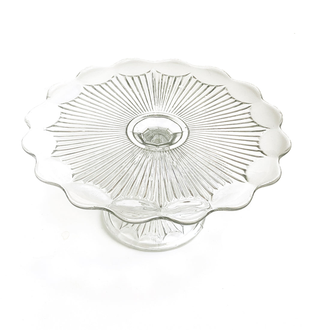 VINTAGE GLASS CAKESTAND | CLEAR