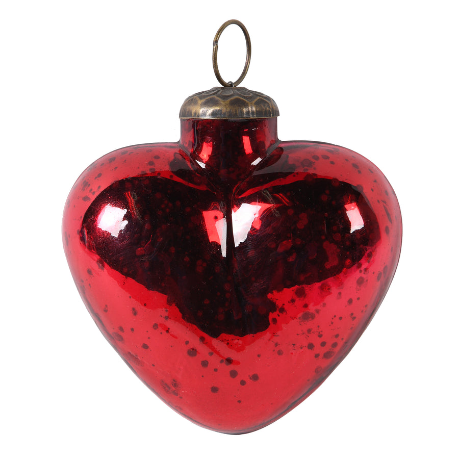 SMALL ANTIQUE RED HEART BAUBLE