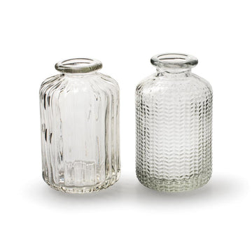 CLEAR GLASS BOTTLE VASE | 2 DESIGNS