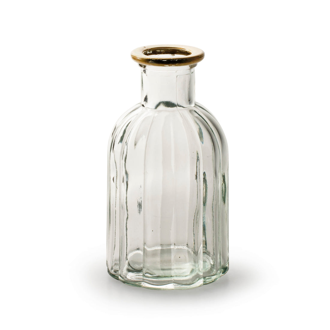 NORINNE GLASS BOTTLE VASE WITH GOLD RIM | SMALL