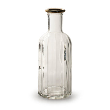 NORINNE GLASS BOTTLE VASE WITH GOLD RIM | LARGE